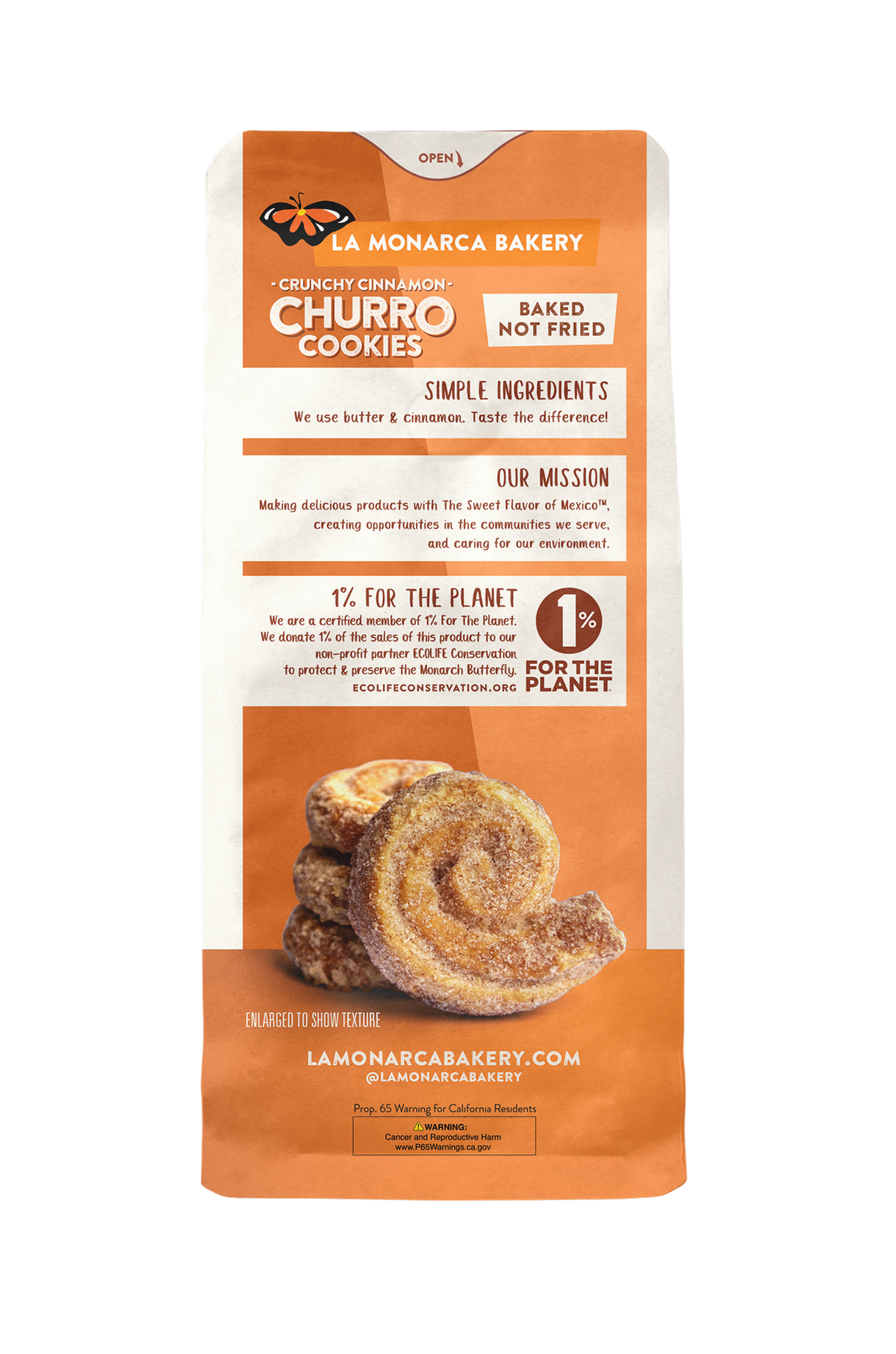 La Monarca Bakery Churro Cookie 3 oz Back
