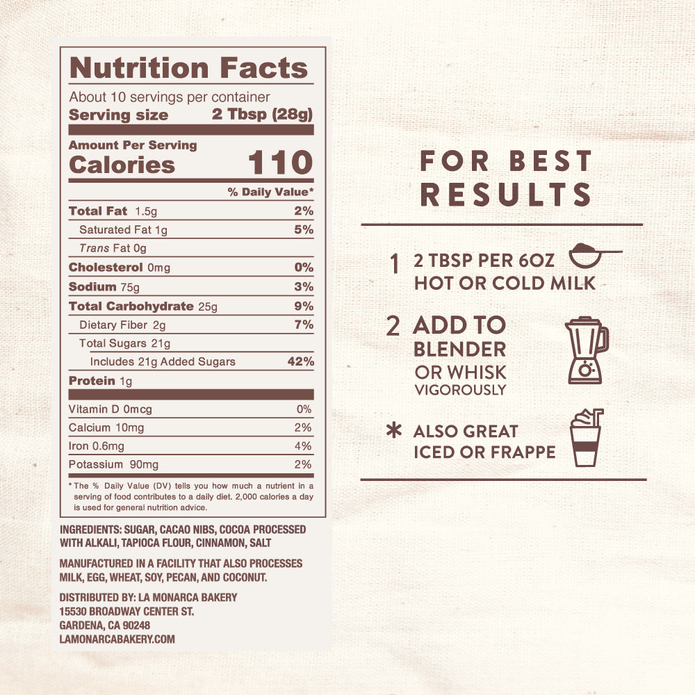 Chocolate Mexicano Nutritional Facts Panel