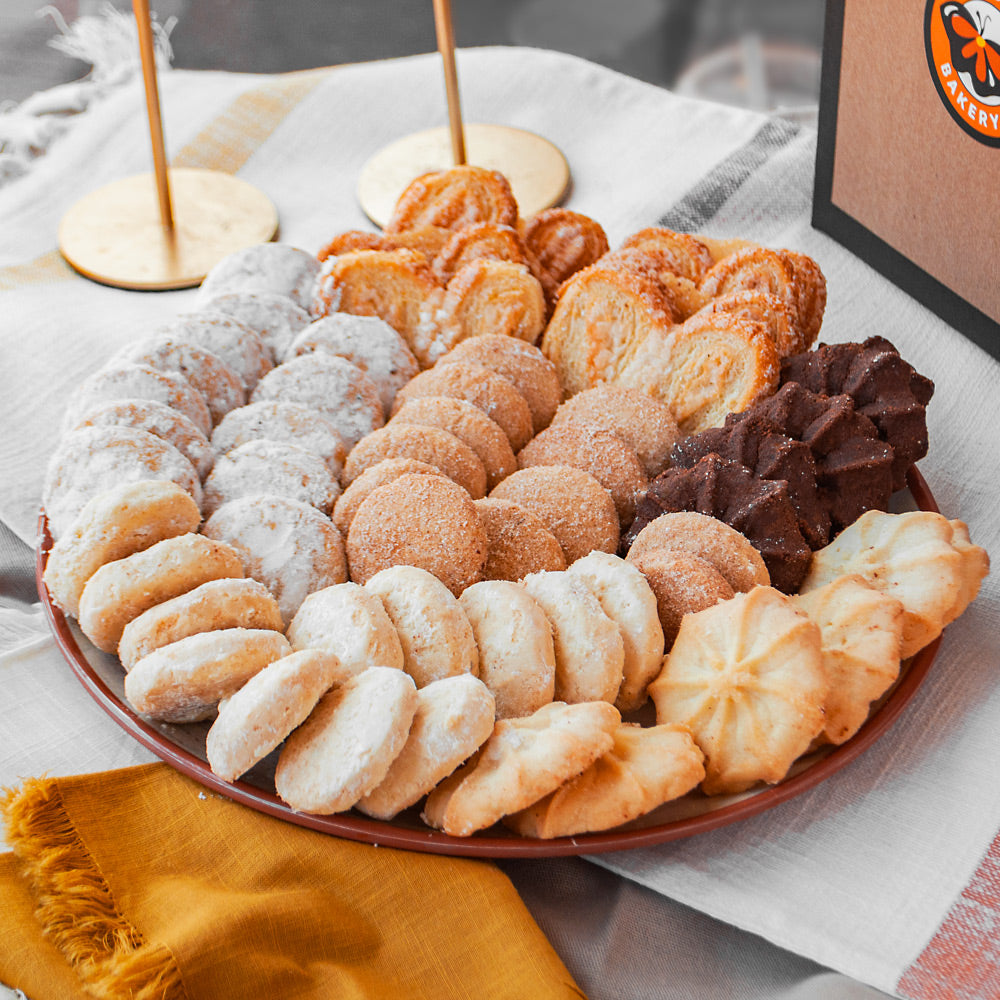 tray of mexican cookies orejitas wedding chocolate sugar