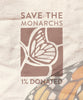 Save the monarch 1% Donated graphic