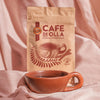 bag of cafe de olla cinnamon coffee with clay mug 