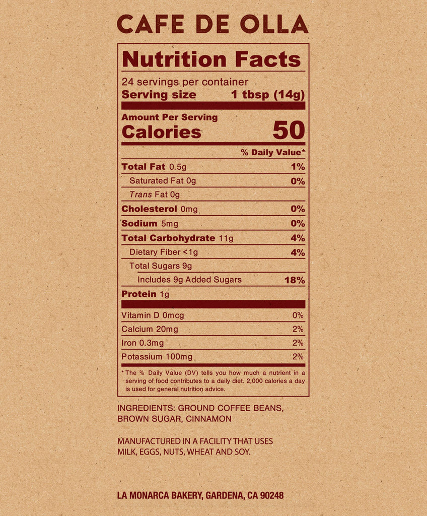 Cafe de Olla Nutrition Facts