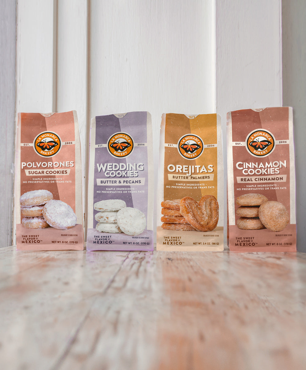 Bags of Mexican Polvorones, Wedding cookies, orejitas, and cinnamon cookeis