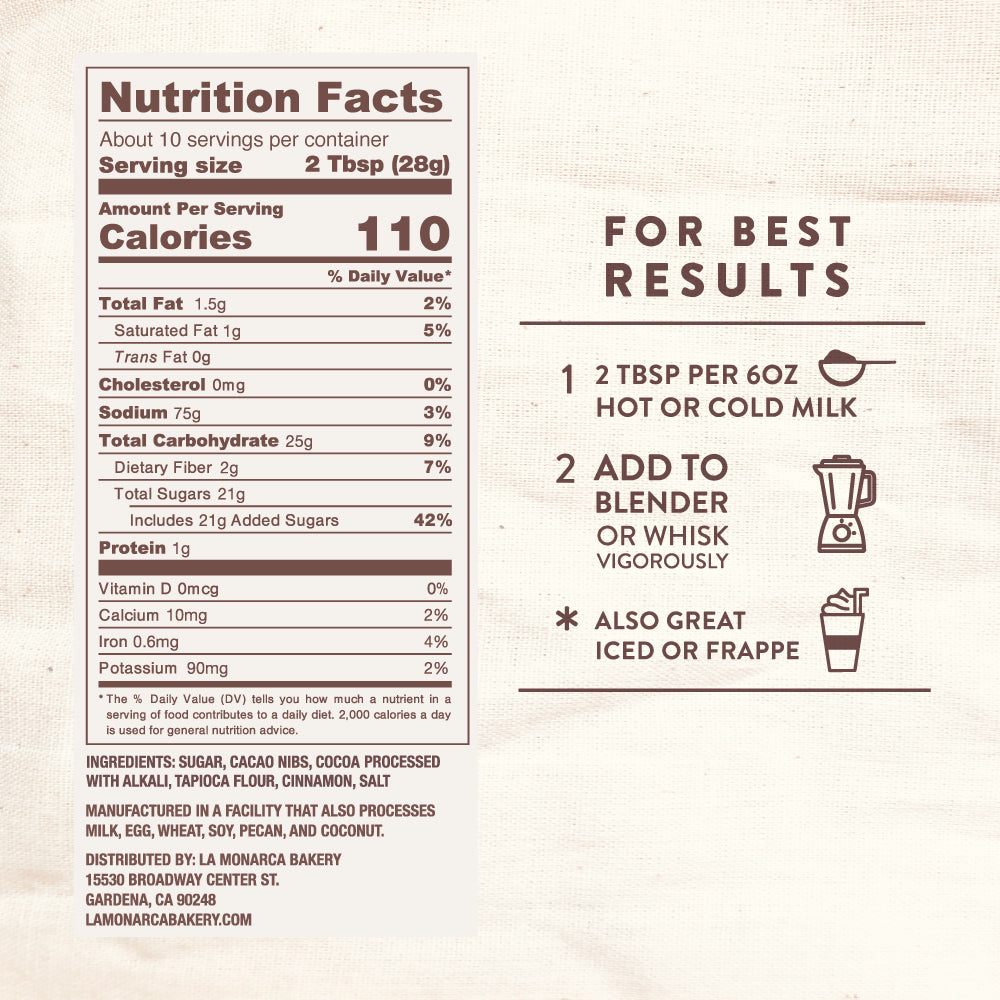 Mexican Hot Chocolate Instructions and Nutritionals